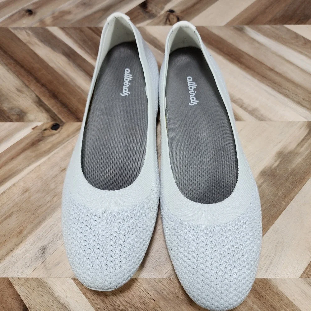 Allbirds Tree Breezers Womens Size 8.5 Natural White Knit Ballet Flats Shoes
